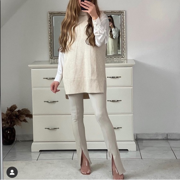 Zara beige split ottoman tousers - Picture 2 of 6